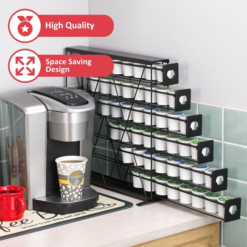 Rice rat k cup Holders for 6 Tier Coffee Pod Holder,Black Metal Space(48 pods)