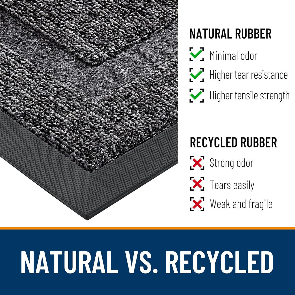 OLANLY Indoor Outdoor Front Door Mat - Waterproof All-Season Doormat, Easy Clean, 47x23, Black and White