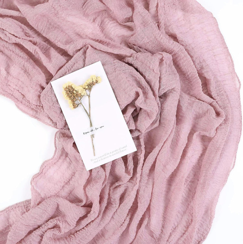 Skiennix 13ft Cheesecloth Table Runner - Dusty Pink Boho Style for Weddings & Parties | 35x157 Inches