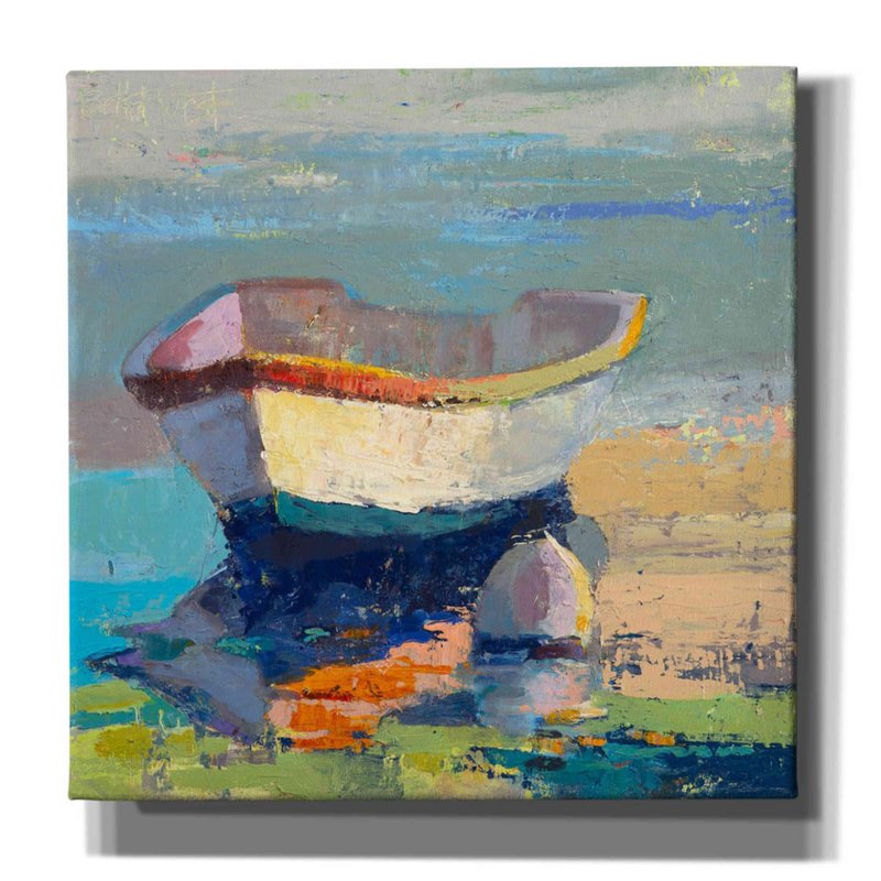 Epic Graffiti 'Bottle Green Boat' by Beth Forst, Giclee Canvas Wall Art, 12"x12"