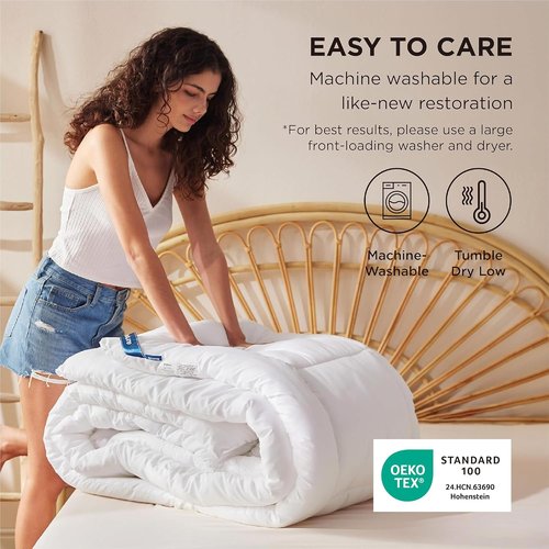 Bedsure Comforter Duvet Insert - All-Season Queen Plus Size Quilted Down Alternative Blanket | GentleSoft, White, 90 x 90 Inches