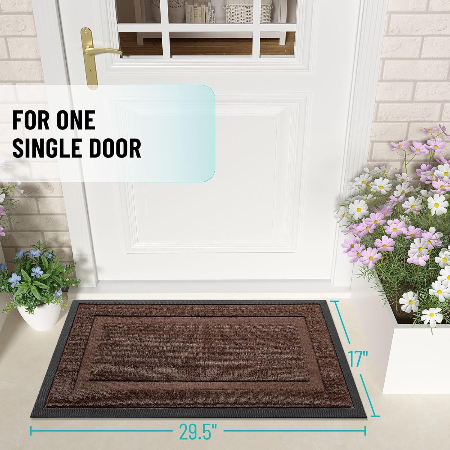 OLANLY Waterproof Front Door Mat - All-Season Natural Rubber Doormat | Easy Clean, 71x23, Chocolate Brown
