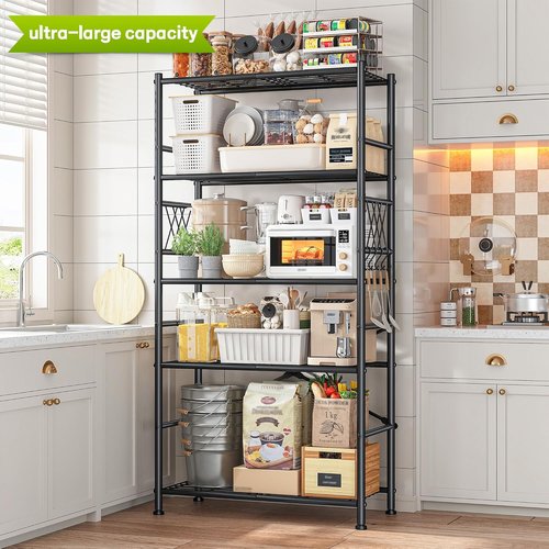 Metal Shelving Units - 5-Tier Wire Storage Rack with Hooks & Adjustable Feet | 12"D x 30"W x 72"H