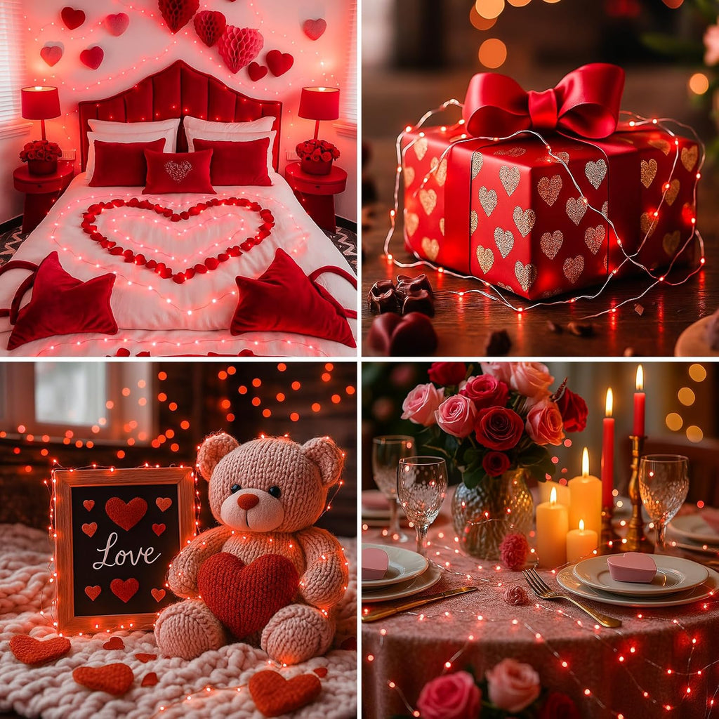 Skiennix 6 Pack Fairy Lights - 7ft 20 LED Waterproof Twinkle String Lights for DIY Party Decor | Red