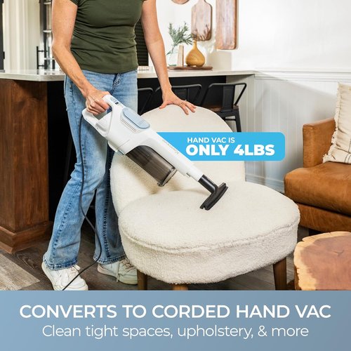 Kenmore CS2015 Corded Stick Vacuum - Powerful 2-Motor Suction, Hair Eliminator Nozzle & LED Headlight