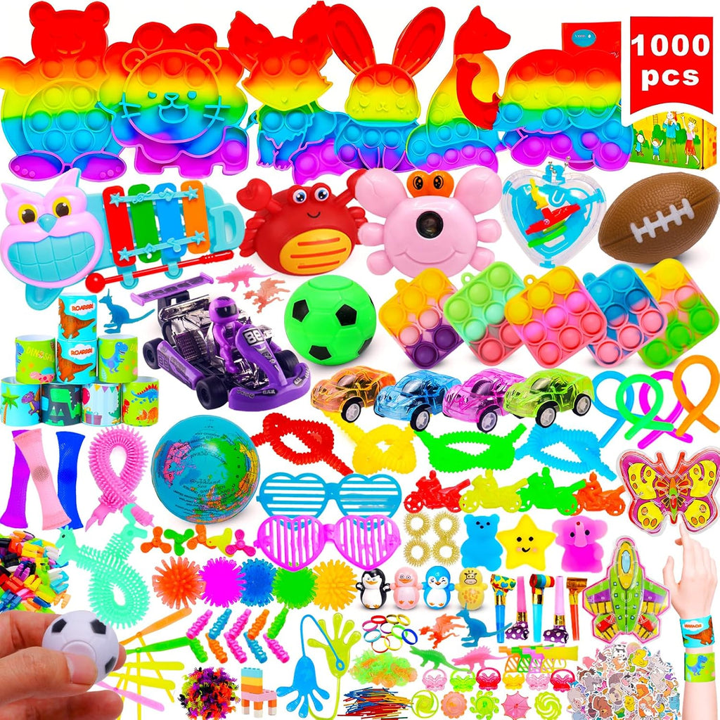 Skiennix 1000 Pcs Kids Party Favors - Fidget Toys Pack for Stress Relief & Classroom Prizes | Bulk Sensory Gifts