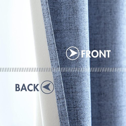 MIULEE Blackout Curtains - 100% Thermal Insulated Linen Texture Drapes | Stone Blue, 52x54 Inch (2 Panels)