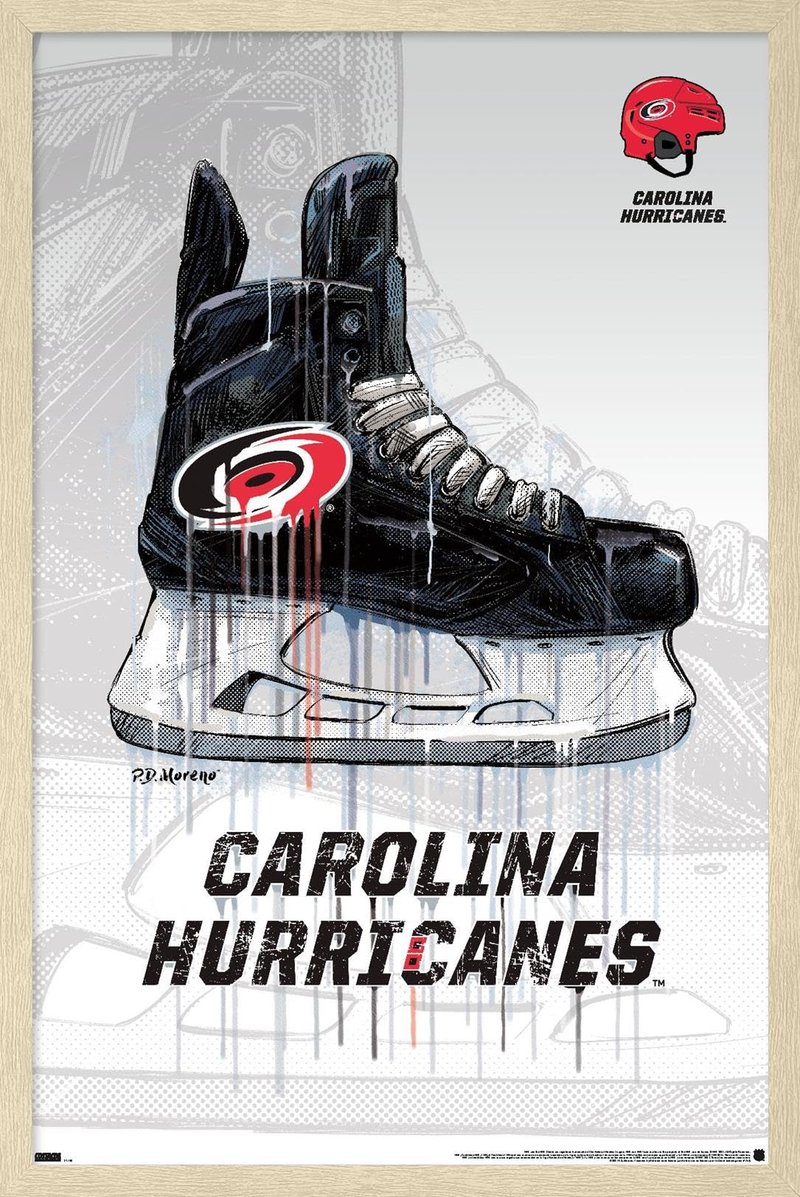 Trends International NHL Carolina Hurricanes - Drip Skate 21 Wall Poster, 22.4L x 14.7W, Blonde Framed Version