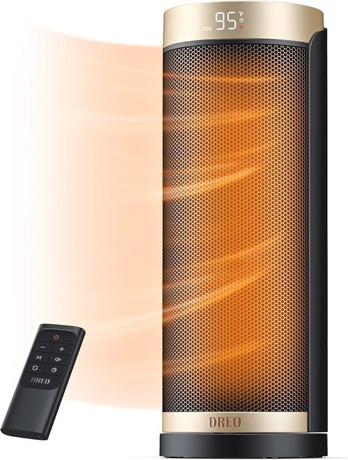 DREO 1500W Electric Space Heater - Quiet Portable Indoor Heater with 70° Oscillation & Remote Control