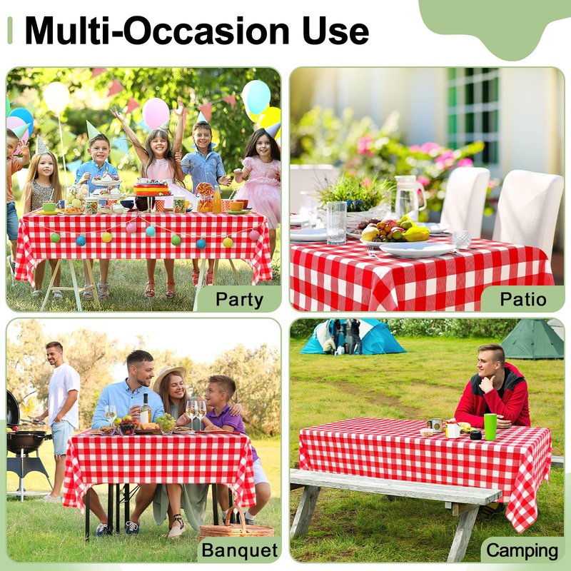 misaya 20 Packs Buffalo Disposable Table Cloth, 54 x 108 Inch Waterproof Plastic Tablecloth, Rectangle Red and White Checkered Table Covers for Picnic, Birthday, Party, Mother's Day