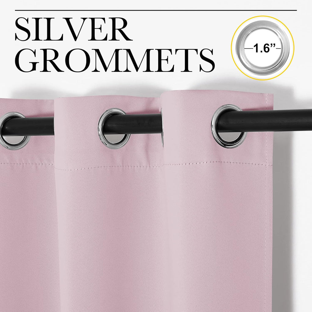 NICETOWN Baby Pink Blackout Curtains - Thermal Insulated 90-Inch Long Drapes for Large Windows | 2 Panels, 55" Wide