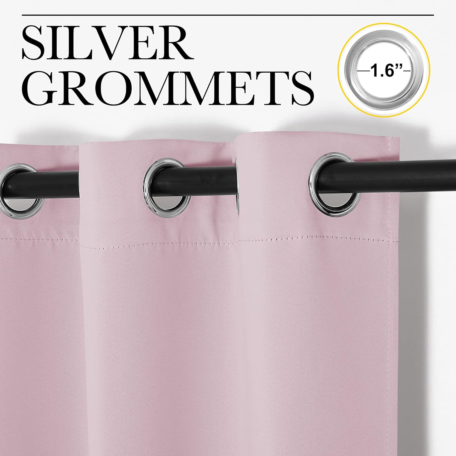 NICETOWN Baby Pink Blackout Curtains - Thermal Insulated 90-Inch Long Drapes for Large Windows | 2 Panels, 55" Wide
