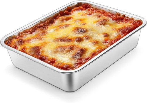 Homikit Lasagna Pan - 3 Inch Deep Stainless Steel Baking Dish | 9x13 Heavy-Duty Roasting Tray, Rustproof & Dishwasher Safe