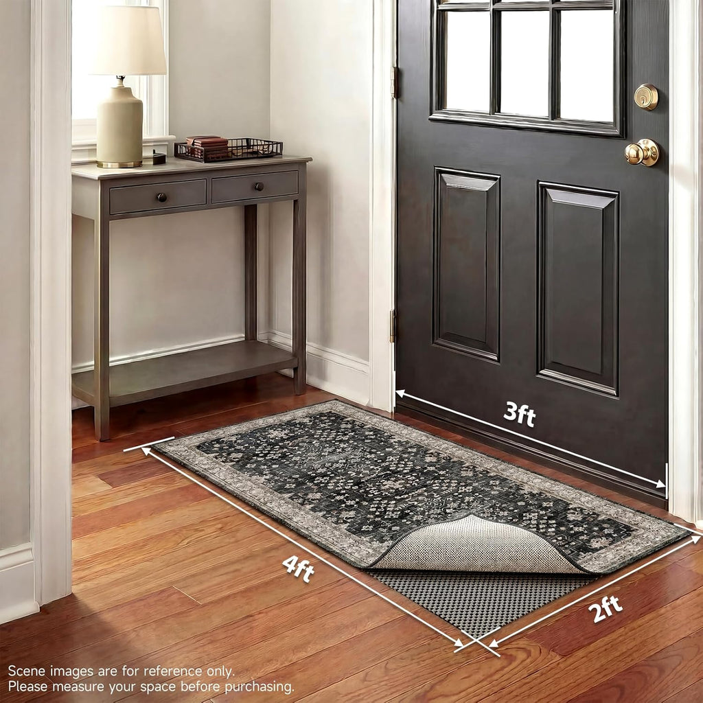 Veken Rug Gripper Pad - Non-Slip 2x4 Ft Thick Dark Grey Mat for Hardwood & Tile Floors