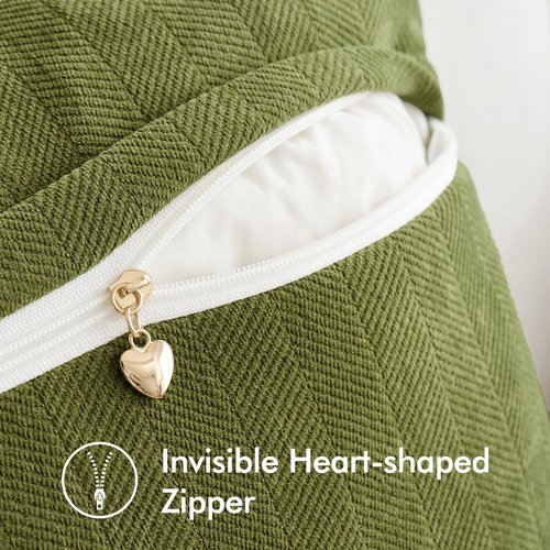MIULEE Decorative Pillow Covers - Luxurious Soft Chenille in Moss Green | 18x18 Inch Farmhouse Cushion for Sofa & Bedroom