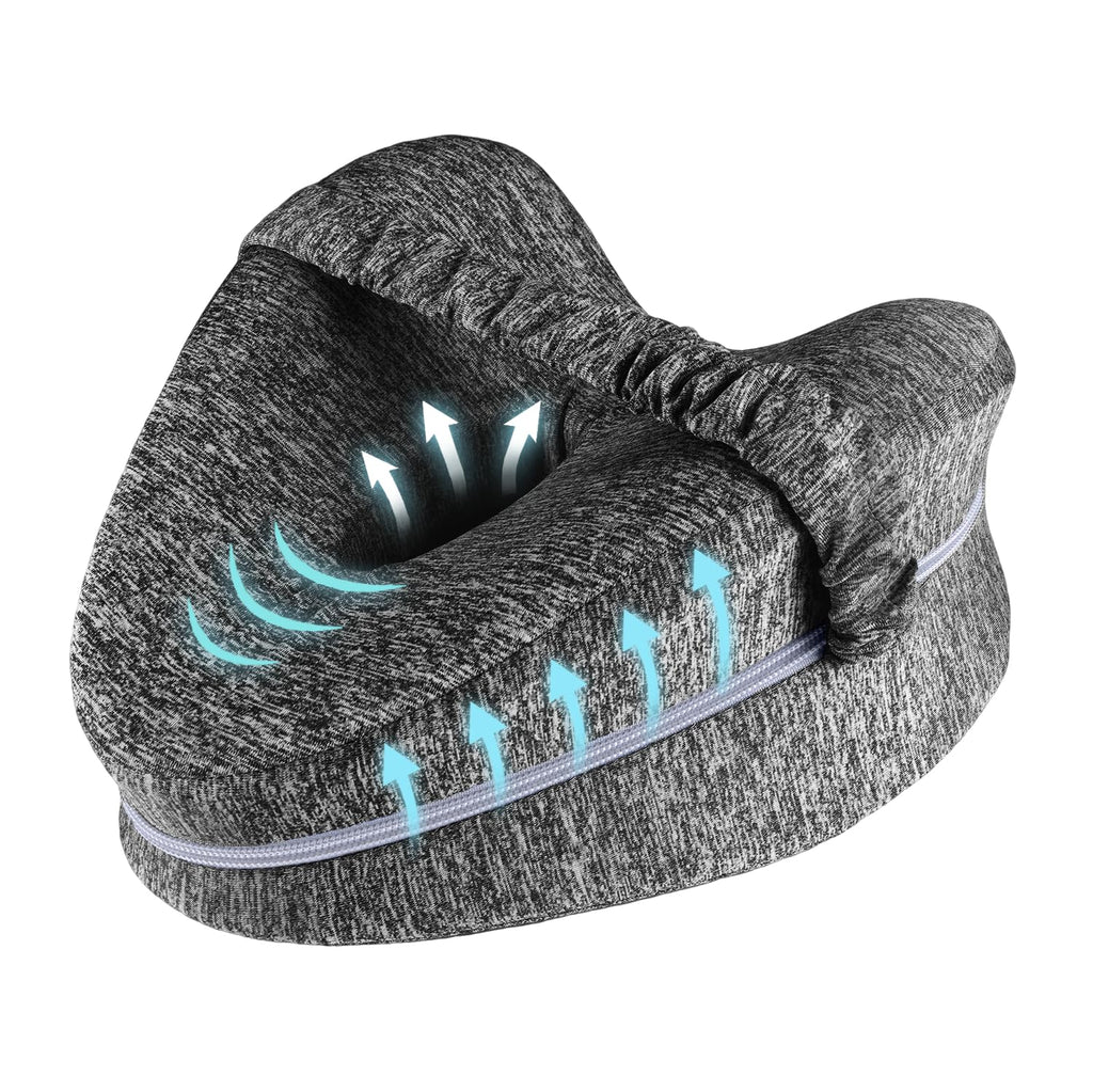 Gloserin Knee Pillow for Side Sleepers, Leg Pillow for Sleeping, Knee Pillow with Strap, Alignment Pillow Between Legs, Suitable for Relieving Leg, Back & Knee Pain, Machine Washable (Grey)