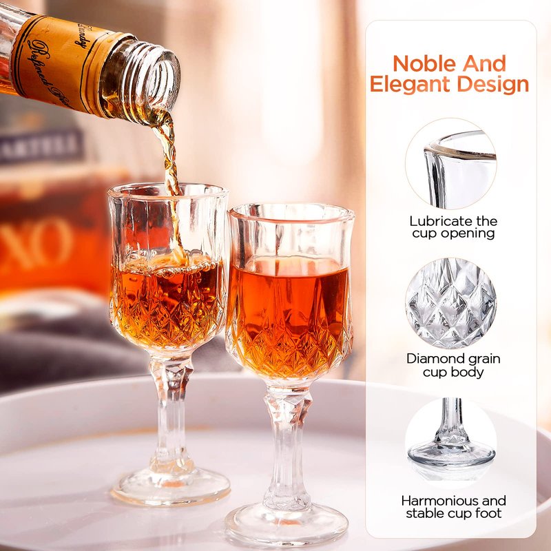 Soopiiso Cordial Glasses,1.7oz/50ml,Shot Glasses Set of 48,shot glasses with stem/Sherry glasses/tequila shot glasses