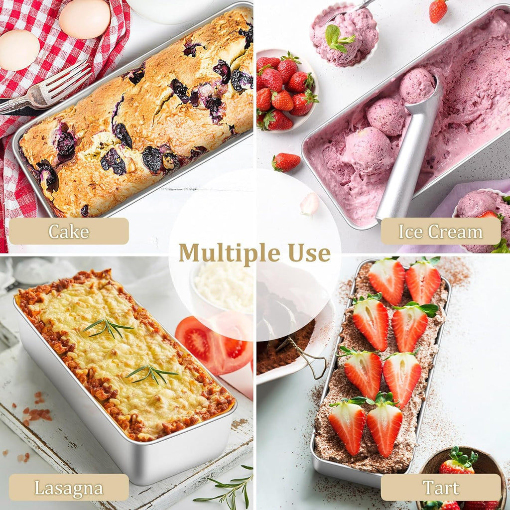 TeamFar Stainless Steel Loaf Pan - 12 x 5 Inch Baking Pans for Bread, Meatloaf & Cakes | 2 Pack, Non-Toxic & Dishwasher Safe