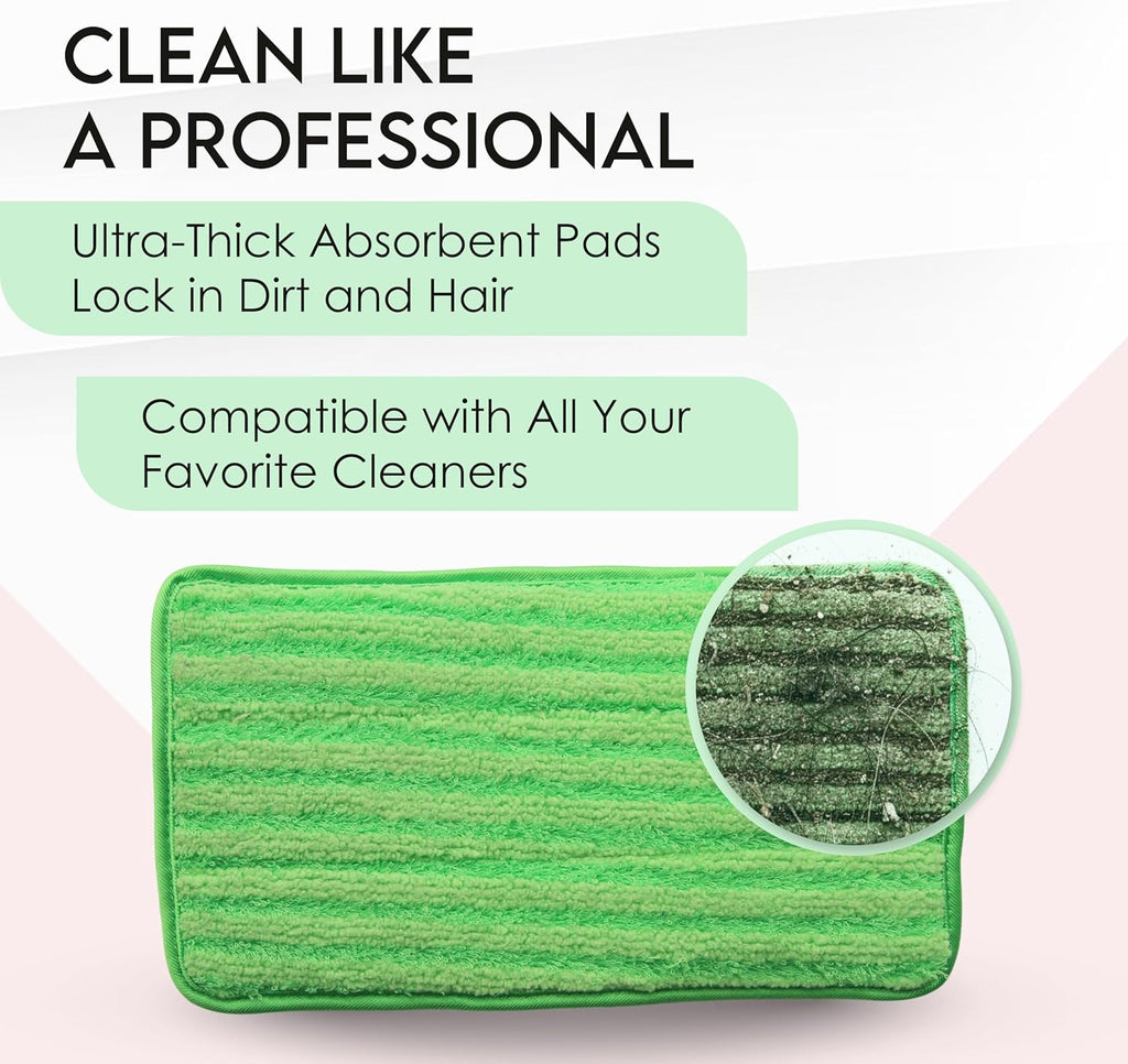 Turbo Reusable Mop Pads - Washable Microfiber Refills for Swiffer Sweeper - 12 Inch, 2 Pack
