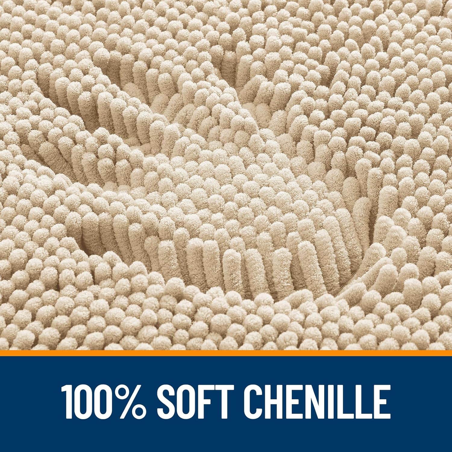 OLANLY Extra Soft Chenille Bathroom Rugs - 50x30, Quick Dry & Machine Washable, Beige