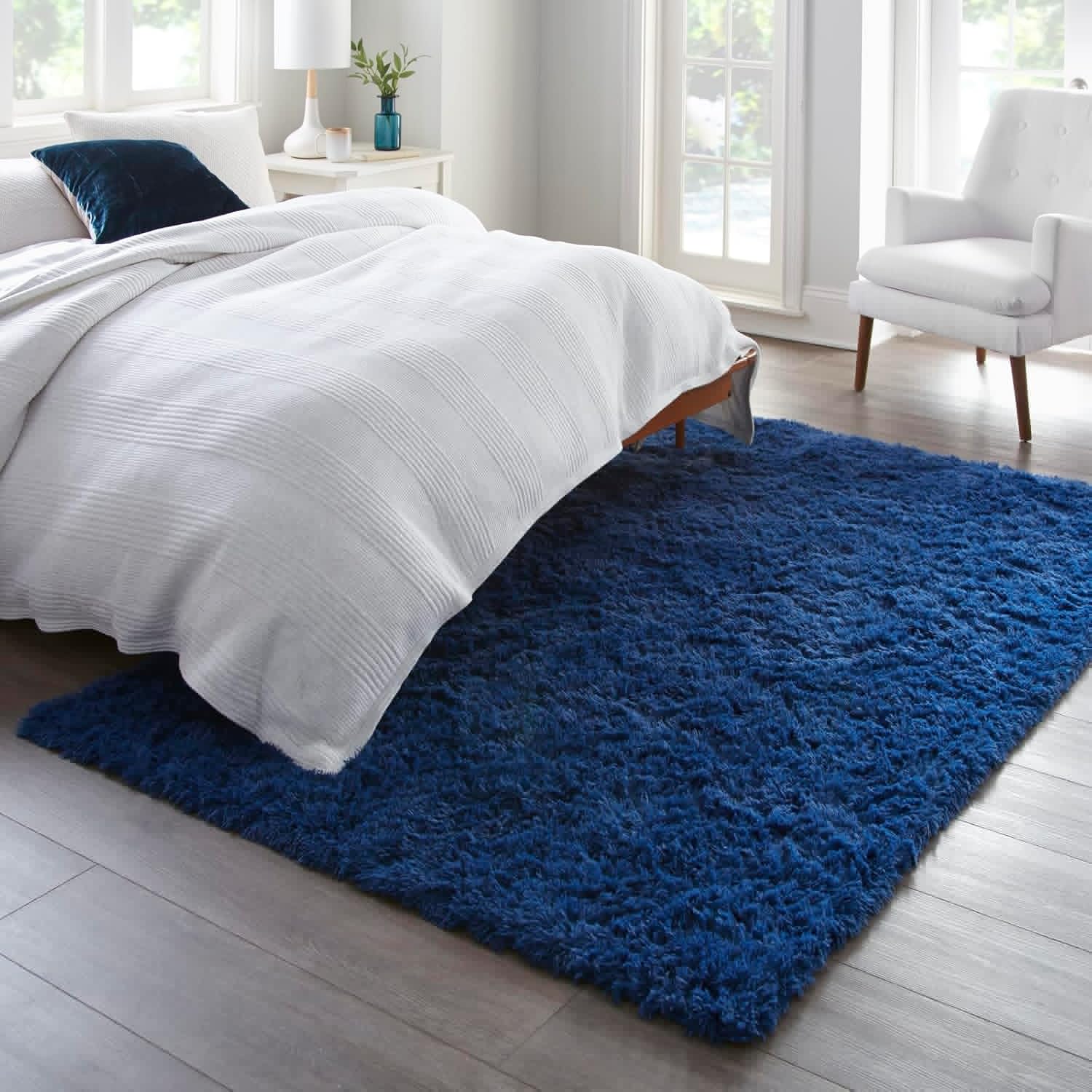 Ophanie 5x8 Blue Area Rug - Soft Plush Shaggy Carpet for Living Room & Kids Nursery Decor