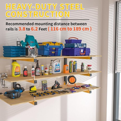 Lumber Storage Rack - Heavy Duty Wall Mount Organizer | 6 Pack 1080 LB Capacity for Indoor/Outdoor Use
