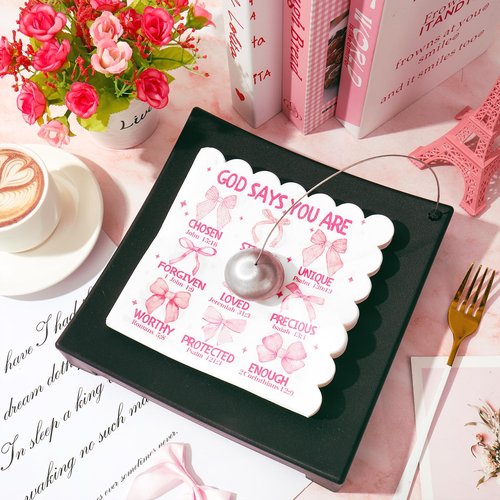 JarThenaAMCS 100Pcs Pink Bow Bible Napkins Jesus Faith Disposable Napkins Scalloped Edge Paper Luncheon Dinner Napkin for Christian Party Table Supplies