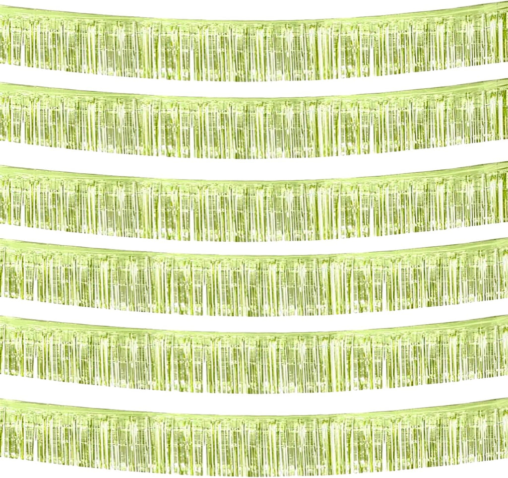 Skiennix 10 Feet Foil Fringe Garland - Metallic Tinsel Streamers for Party Decorations | Light Green 6 Pack