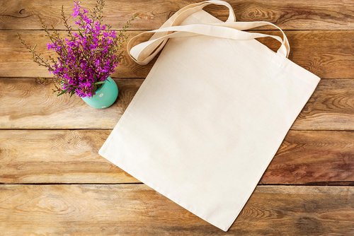 Lenenz Tote Bags, Reusable Cotton Grocery Bags, Heavy Duty Shopping Bags with Reinforced Stitching, Large 15 x 16 Inch, Natural, Pack of 6