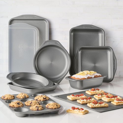 Circulon Total Nonstick Bakeware Set - 10-Piece Metal Baking Pans in Gray for Effortless Baking