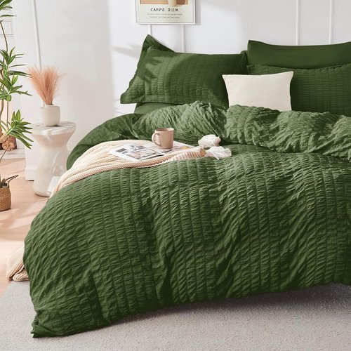 HYMOKEGE Olive Green California King Comforter Set - 7-Piece All-Season Luxury Bedding Set