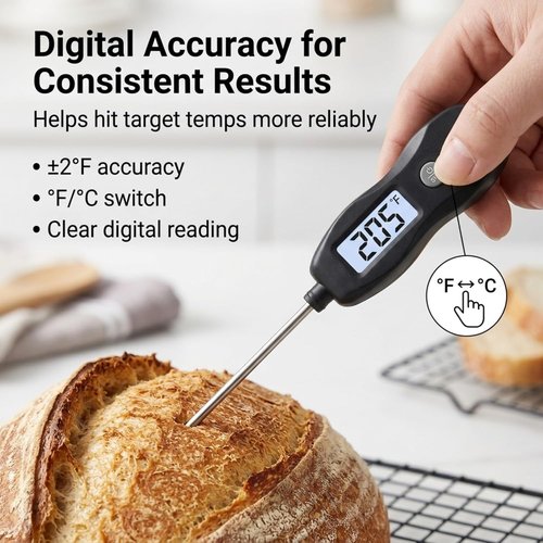 Meat Thermometer Digital - Instant Read Waterproof Food Thermometer with Backlight for BBQ, Steak, Turkey & More (Black)