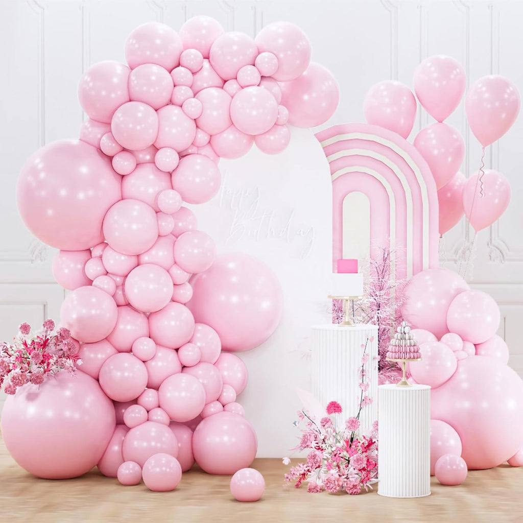 PartyWoo Light Pink Balloon Arch Kit - 152pcs in Various Sizes for Baby Showers & Birthdays