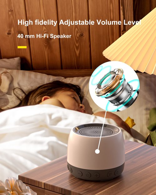 elesories White Noise Machine, Sound Machine with13 Non Looping Natural Soothing Sounds for Adults Baby Sleeping, Also Be Used as a Multifunctional Speaker for Home, Office Privacy | Nursery | Travel…