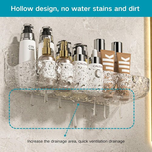 Acrylic Wall Mounted Shelf | 2 PCS Transparent Non-Drilled Bathroom Storage Solution