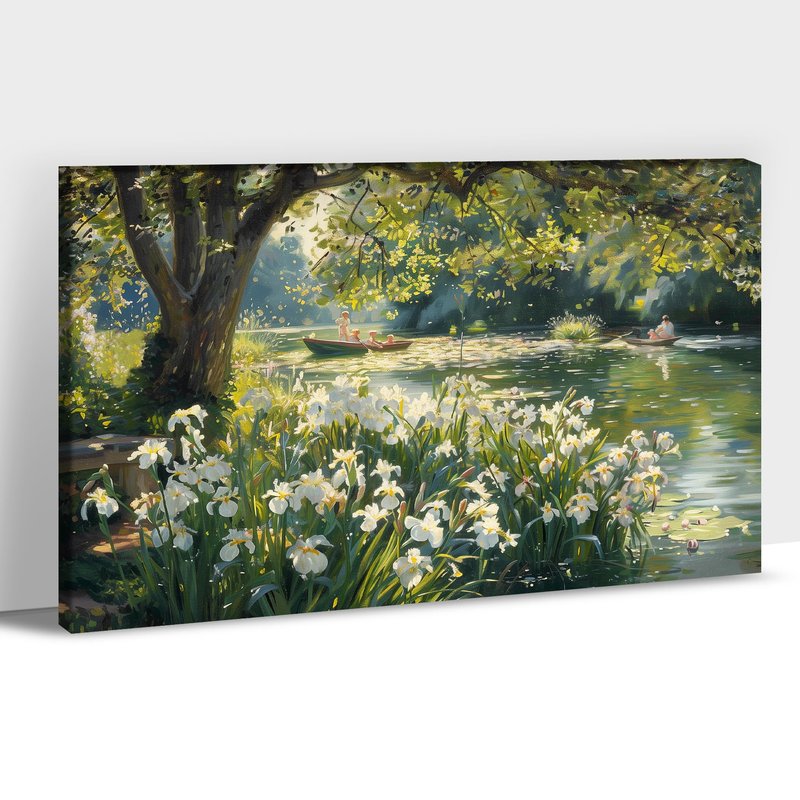 ANRUOXI Monet Wall Art, Vintage Rustic, Oil Painting Print, 24x18 Inch, Framed, Ready to Hang, Bedroom, Living Room, Office