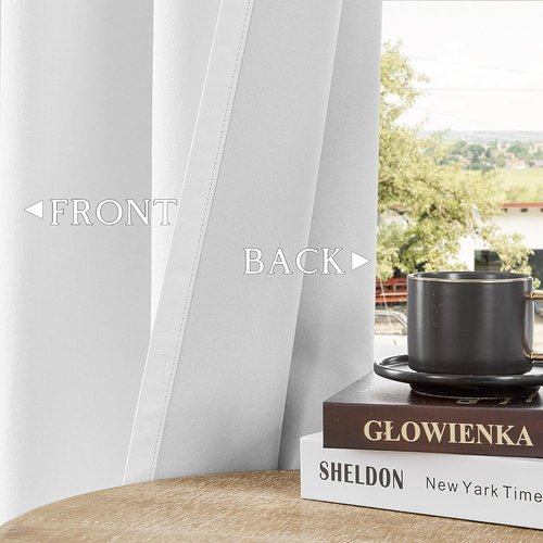 ChrisDowa 100% Blackout Curtains - Pure White Solid Drapes | 63 Inches Long, Thermal Insulated, 2 Panels