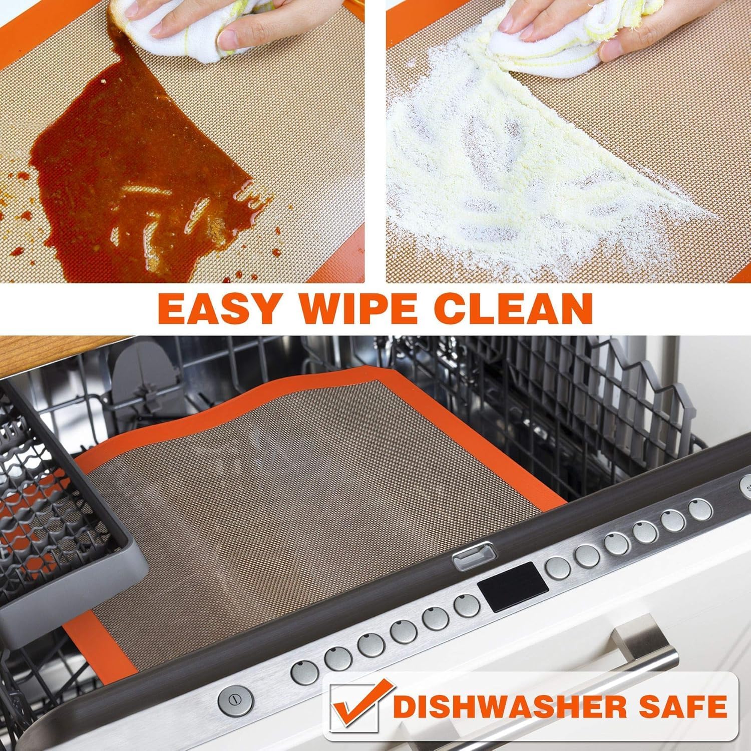 Reusable Silicone Baking Mat by Skiennix - Non-Stick, Heat Resistant Oven Liner | 42 x 29.5 cm, 2-Piece Set