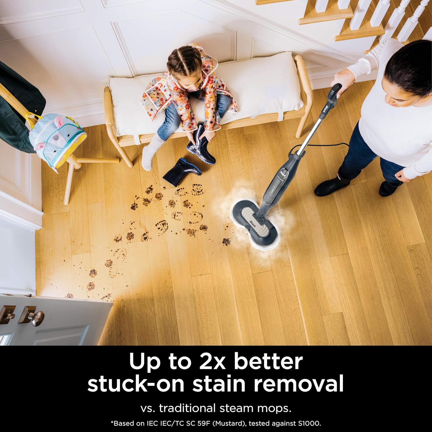 Shark Steam Mop S7201 - Powerful Scrubbing & Sanitizing Cleaner | Gray/Rose Gold Finish