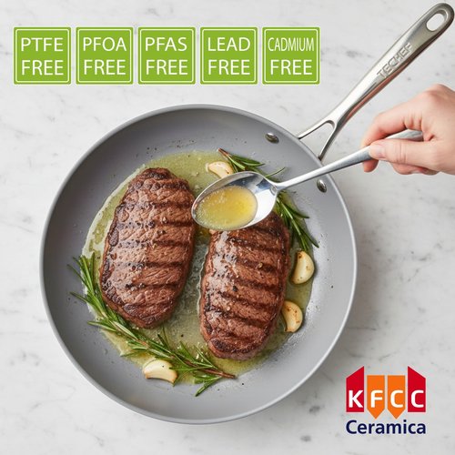 TECHEF - CeraTerra 8" & 12" Ceramic Nonstick Frying Pan Skillet, (PTFE, PFAS, and PFOA Free), Dishwasher Oven Safe, Stainless Steel Handle, Induction-Ready, Made in Korea (2-Piece Set)