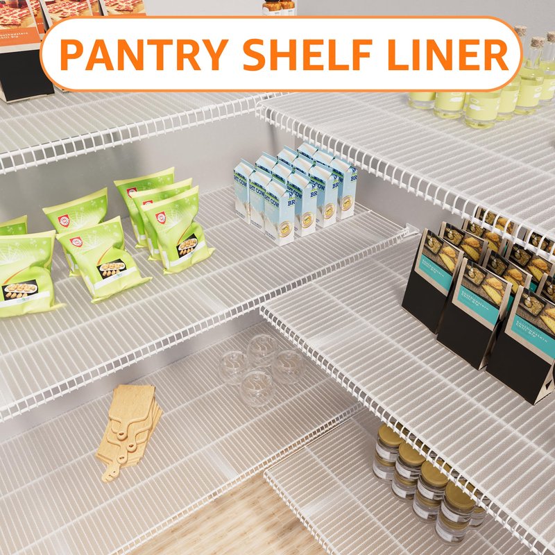PABUSIOR Clear Wire Shelf Liner: Plastic Pantry Shelves Liners 13.5 Inch Wide x 180 Inch - 1.2 MM Thick Translucent Waterproof Easy to Cut Drawer Mat for Garage Shoe Rack