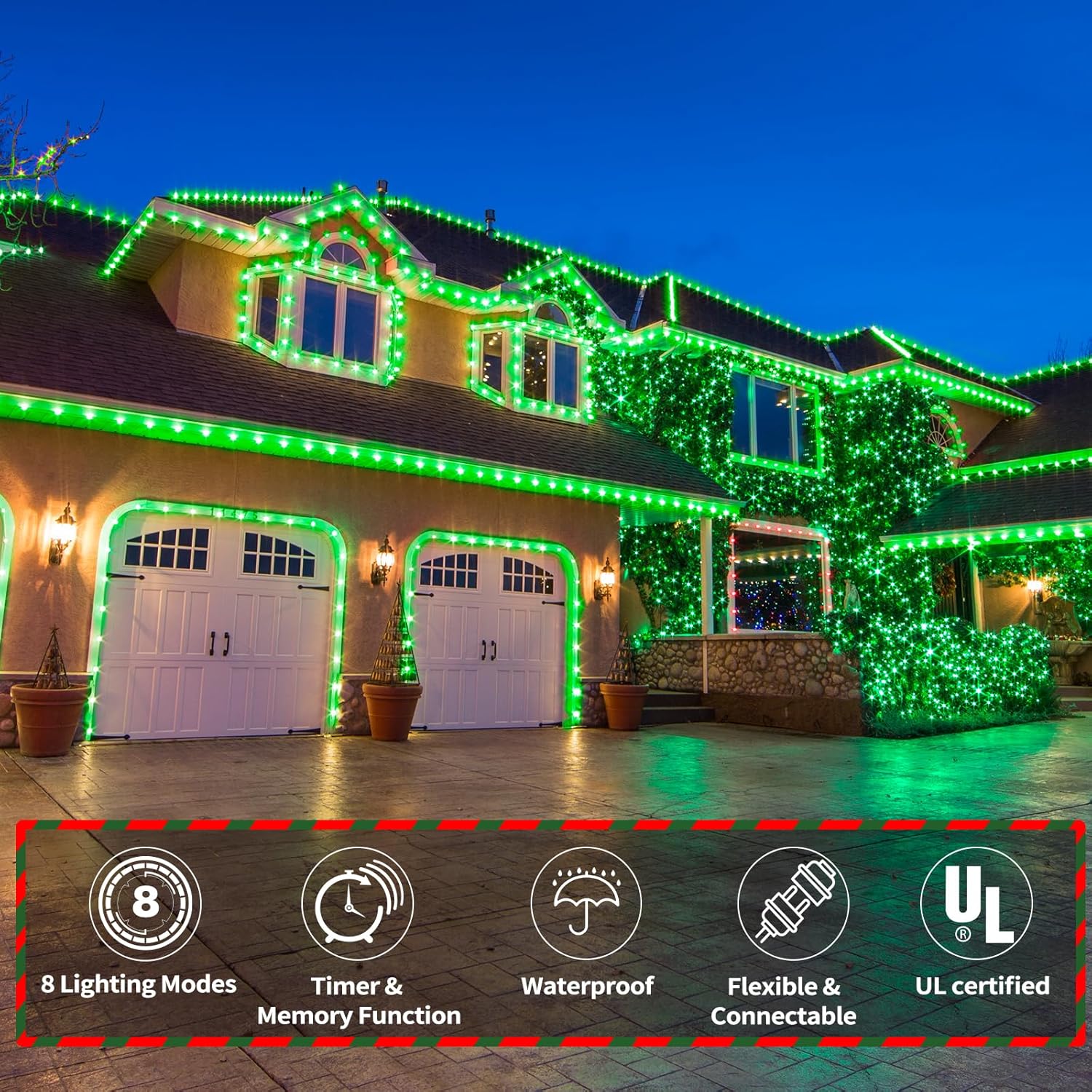 Skiennix 150ft LED Rope Lights - Waterproof, Connectable & Flexible Tube Lighting for Indoor/Outdoor Use (Green)