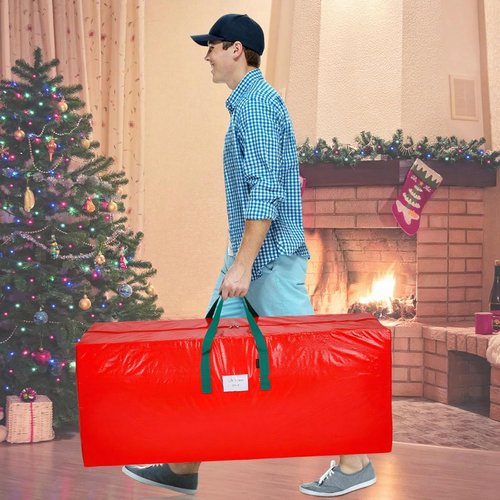 KRYSTY Christmas Tree Storage Bag - Durable Waterproof Zippered Bag for 7.5-Foot Holiday Tree | Red