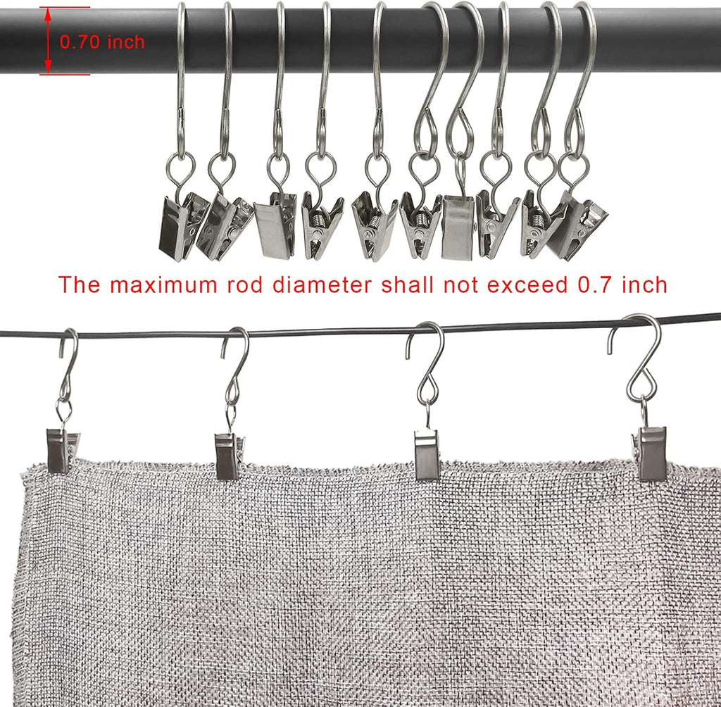 Stainless Steel S Hooks - 50 Pack Curtain Clips for Hanging Lights & Art Displays | 3 Inch, Silver