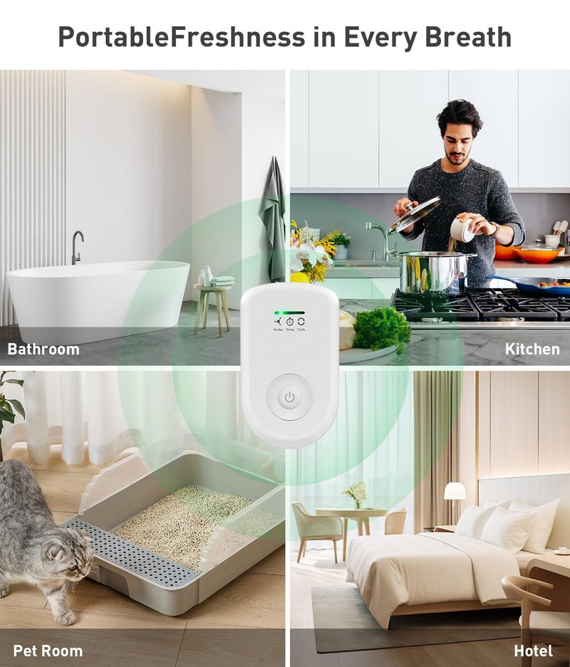 2 Pack Air Purifiers Plug In Wall for Home, Ozone Odor Eliminator Air Ionizer with Negative Ions for Strong Odors, Pet Deodorizer for Dog Cat and Smoke Smell in Small Room Bedroom Bathroom Kitchen