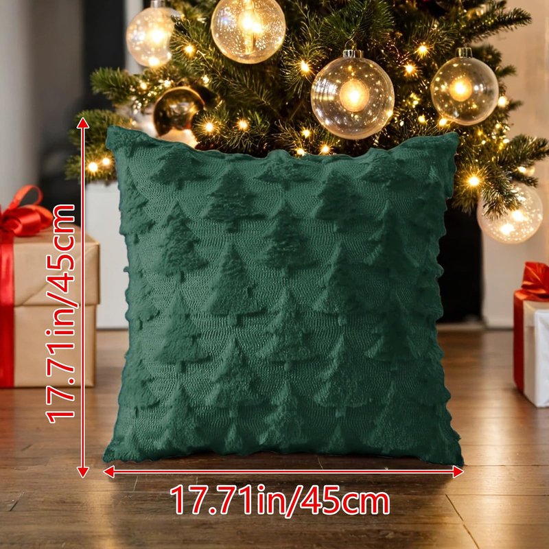 candyfouse Christmas Snow Pillow Covers 18x18 inches 2-Piece Set White Soft Plush Artificial Fur Jacquard Bedroom Sofa Holiday Winter Home Decoration