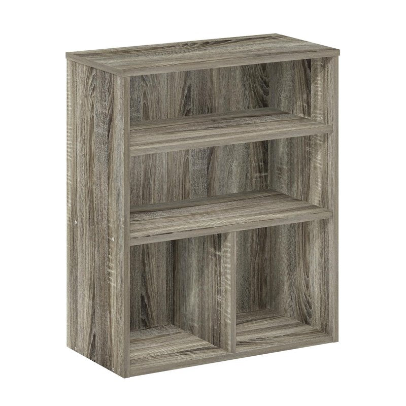 Furinno PASIR Book Shelf, 3-Tier Display Bookshelf with Adjustable Shelf, Cube Storage Bookcase, 11.8 x 23.6 x 28.1, for Living Room, Bedroom, Home Office, French Oak