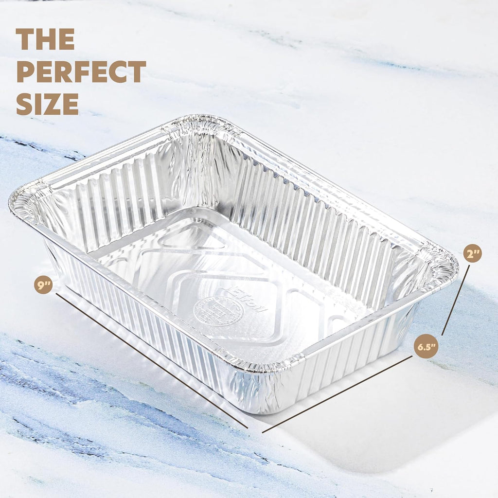 PlasticPro Aluminum Pans - 10 Pack Heavy Duty 6.5'' x 9'' Disposable Foil Pans with Covers for Baking
