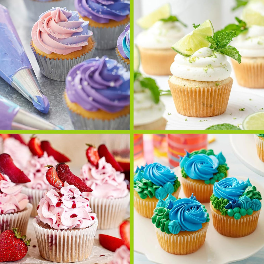 Suuker Large Piping Tips Set - Seamless Stainless Steel Cake Decorating Tips & Bags | Ideal for Cupcakes, Cakes, Cookies