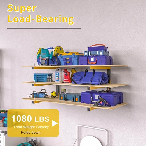 Lumber Storage Rack - Heavy Duty Wall Mount Organizer | 6 Pack 1080 LB Capacity for Indoor/Outdoor Use